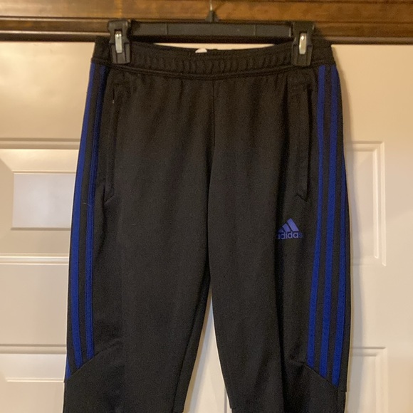 Small Adidas Climacool Black and Blue Athletic Pants with Pockets - Picture 1 of 15